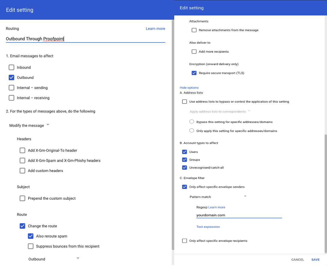 Edit Setting - Google