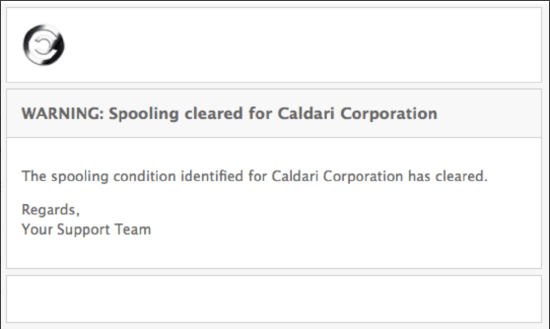 Spooling Alert Email Clear - Spambrella
