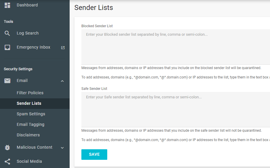 Sender Lists