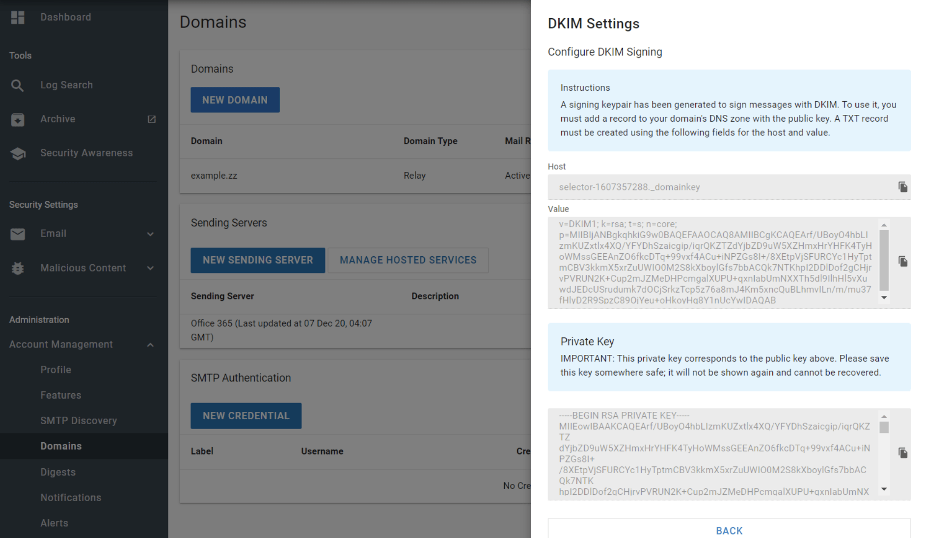 DKIM - Configuration