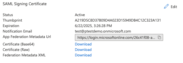 SAML Signing Certificate