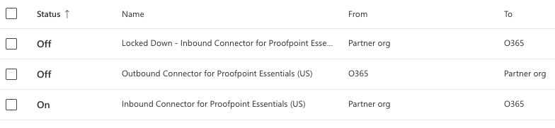 Inbound Connector for Proofpoint Essentials