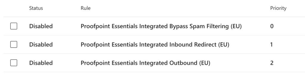 Proofpoint Essentials M365 Inbound Rules
